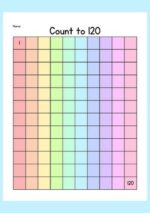 Red Colorful Rainbow Count 1 to 120 - Fun Math Worksheets for Kids - Image 3