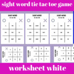 sight word tic tac toe game worksheet white and purple simple style