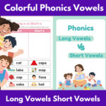 colorful cute vowels fun worksheet